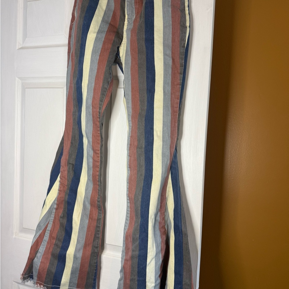 Altar'd State Blue Cream Wide Leg Jeans Retro Flair
